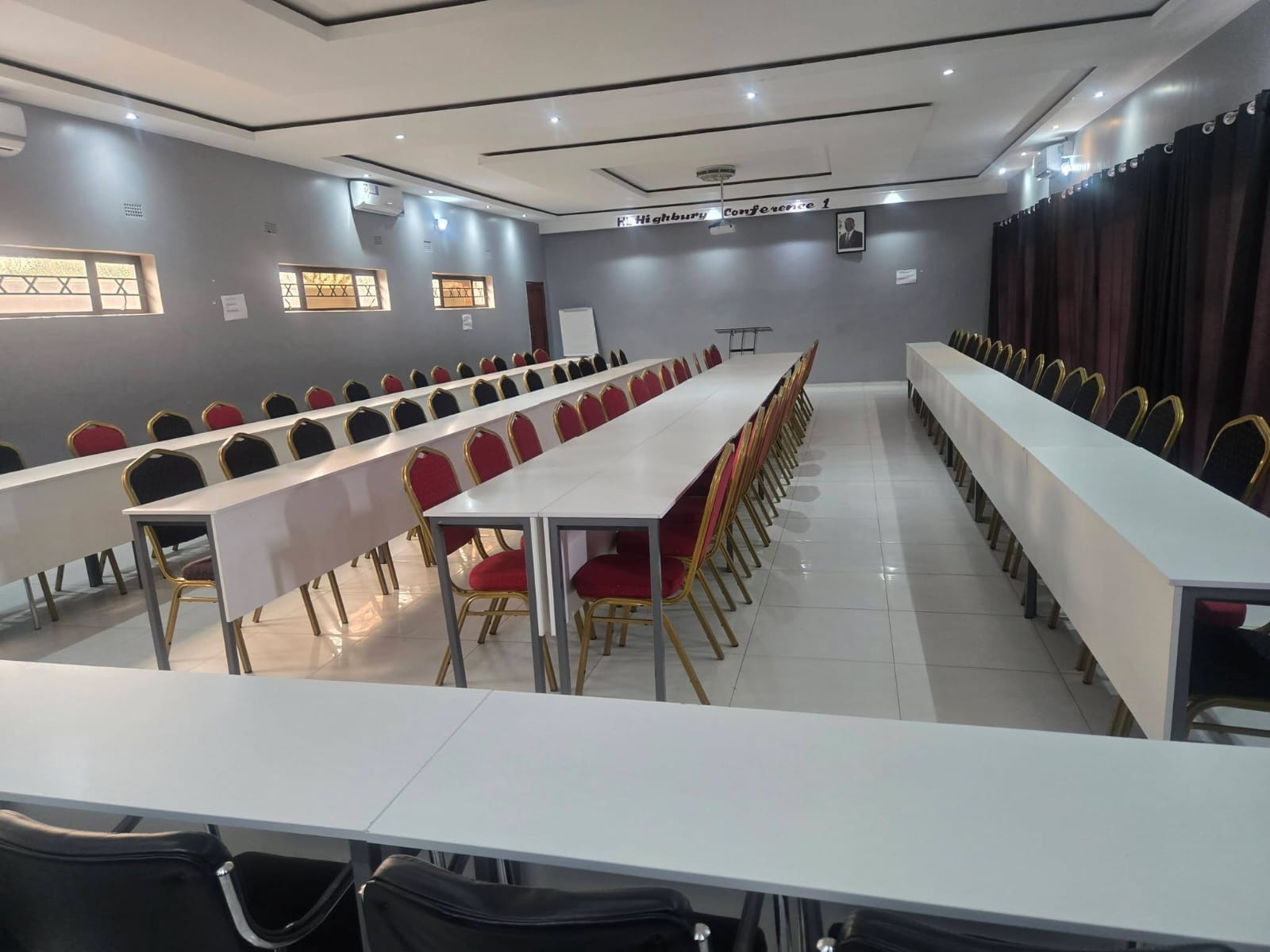 Highbury Lounge conference room prepared for a meeting